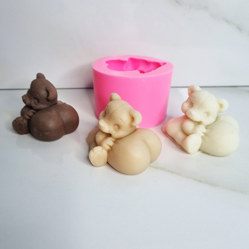 قالب شمع مدل خرس تدی خوابیده قلب دار کد 5CM