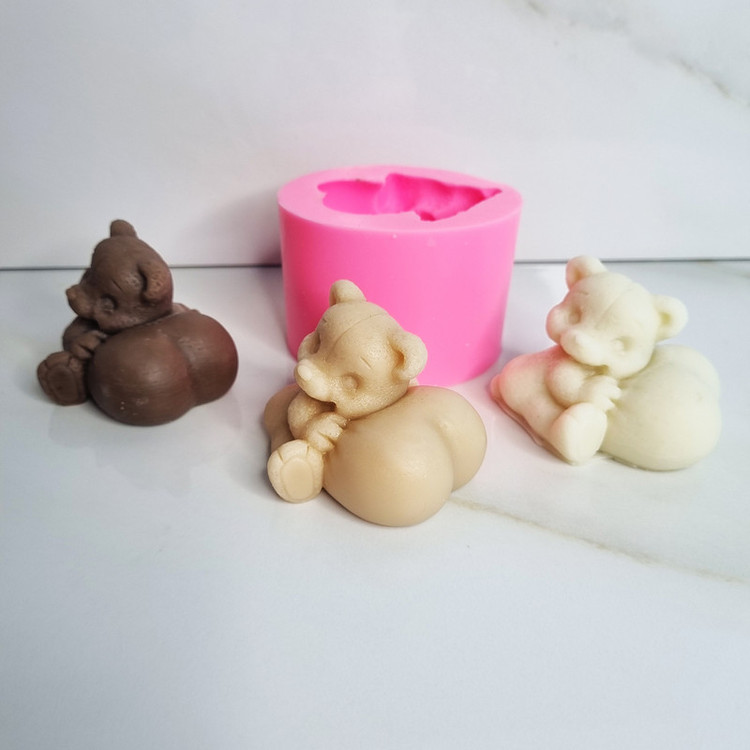قالب شمع مدل خرس تدی خوابیده قلب دار کد 5CM