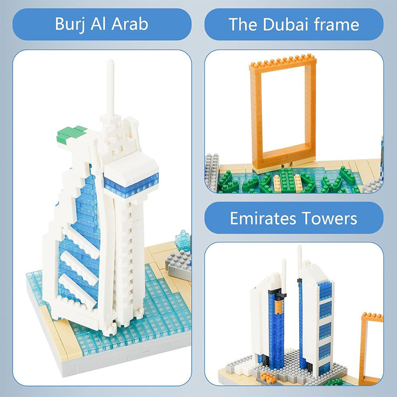 ساختنی 3000 تکه ناب سل مدل معماری برج های دبی 3000PCS/PZS DUBAIBUILDING COLLECTION 32085