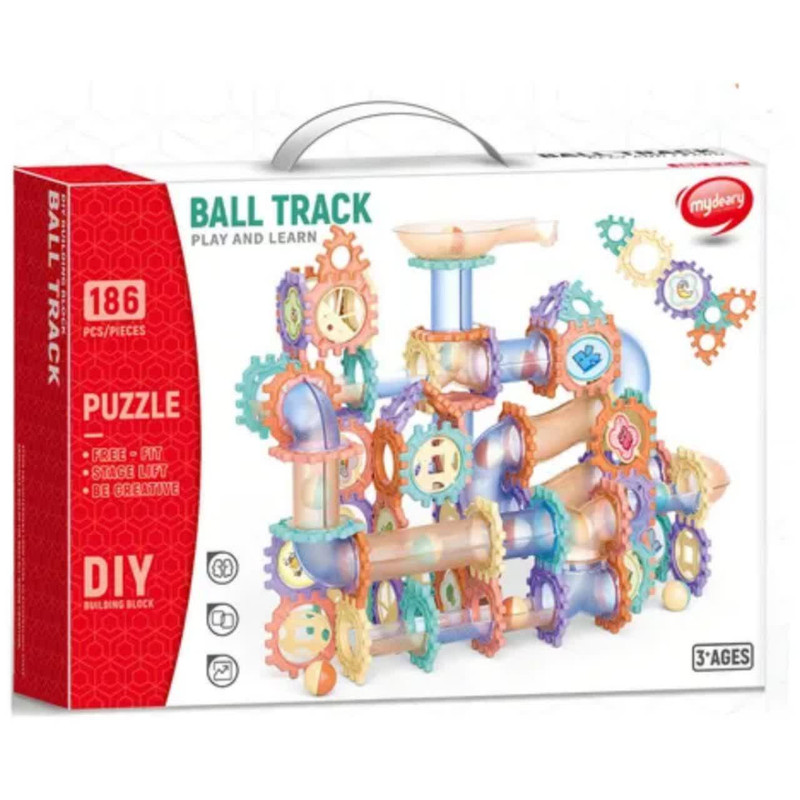 ساختنی 186 تکه ناب سل مدل پازل چرخ دنده مسیرگوی 186PCS/PIECES PUZZLE BALL TRACK PLAY AND LEARN