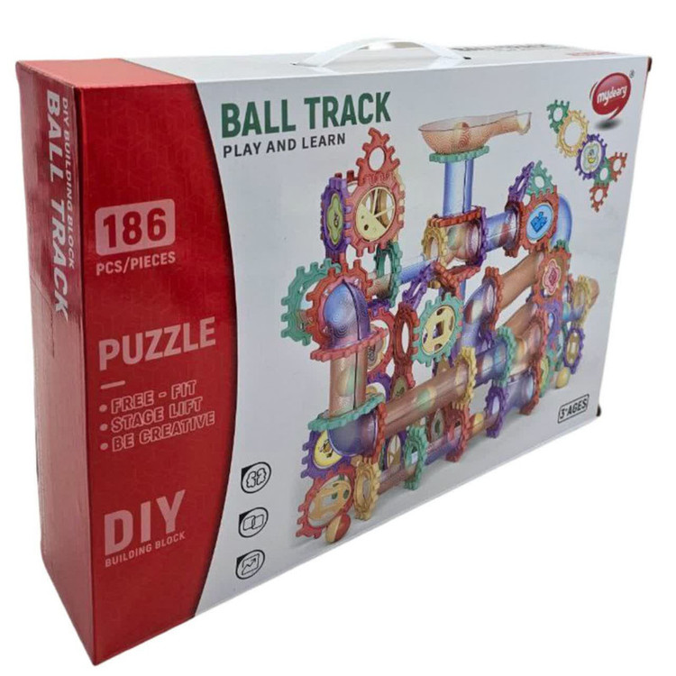 ساختنی 186 تکه ناب سل مدل پازل چرخ دنده مسیرگوی 186PCS/PIECES PUZZLE BALL TRACK PLAY AND LEARN