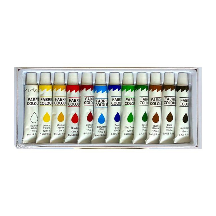 رنگ پارچه بیسیک مدل تیوپی حجم 12 میلی لیتر بسته 12 عددی