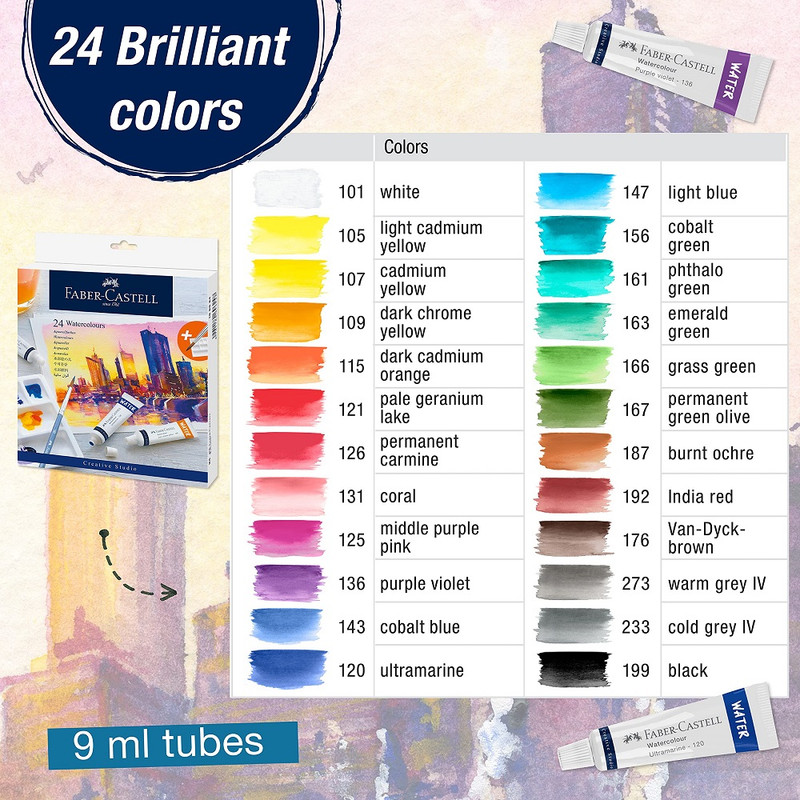 آبرنگ 24 رنگ فابر کاستل مدل CREATIVE STUDIO