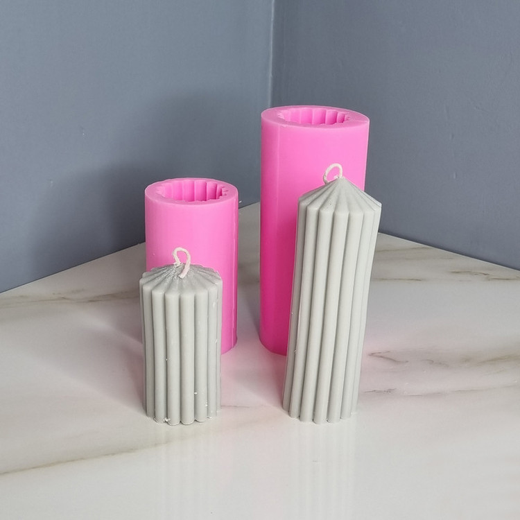 قالب شمع مدل استوانه شیاردار کد C 10-15CM مجموعه 2 عددی