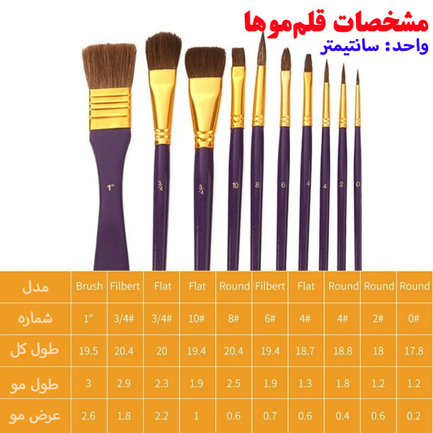 ست قلمو مدل Horse Hair مجموعه 10 عددی