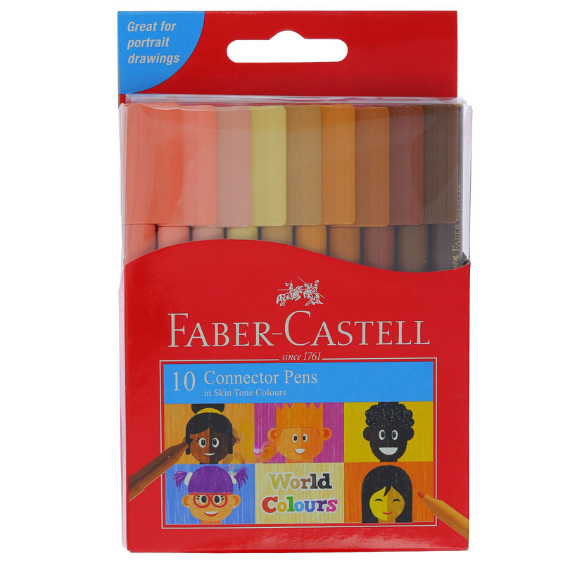 ماژیک رنگ آمیزی 10 رنگ  فابر کاستل مدل Connector Pens  طیف پوست