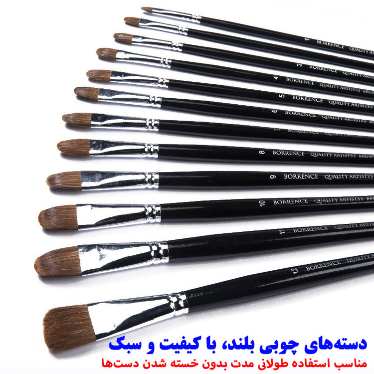 ست قلمو زبان گربه ای بورنس مدل موی گرگ کد Wolf-FR6 بسته 6 عددی