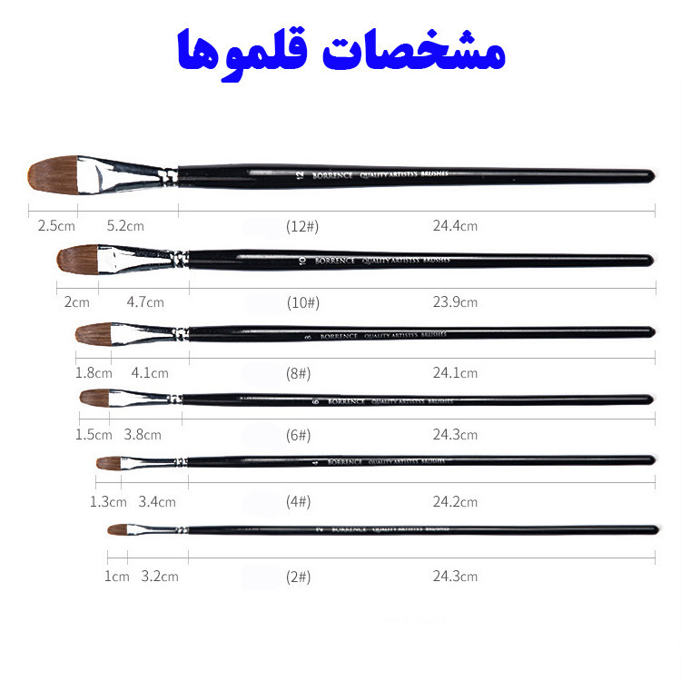 ست قلمو زبان گربه ای بورنس مدل موی گرگ کد Wolf-FR6 بسته 6 عددی