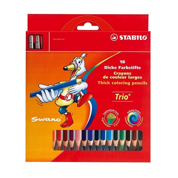 مداد رنگی 18 رنگ استابیلو مدل Trio Swano