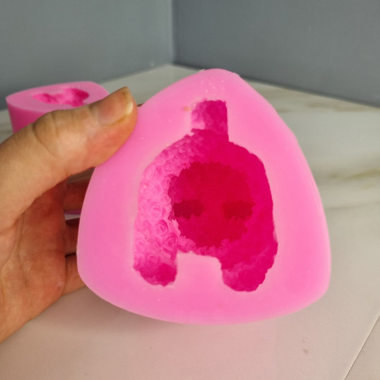 قالب شمع مدل خرس تدی گل گلی و گل گلی قلب به دست کد C 06CM مجموعه دو عددی