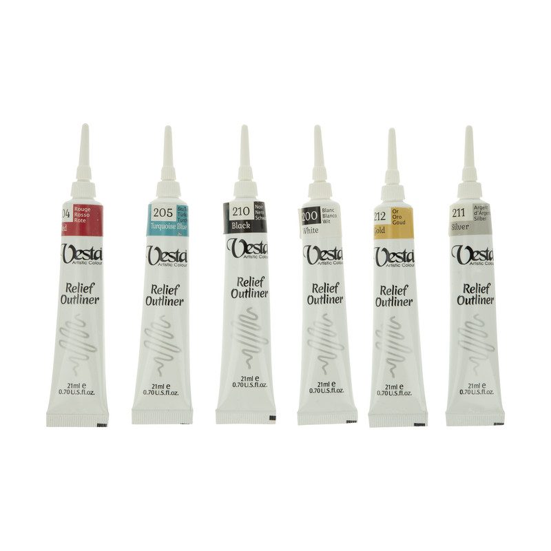 خمیر دورگیر وستا مدل Relief Outliner  حجم 21 میلی لیتر بسته 6 عددی