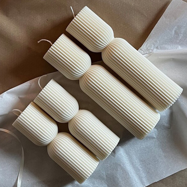 قالب شمع مدل باغ گل مارسلا، گوی ساحل، استوانه شیاردار و کمرباریک کد C04 مجموعه چهار عددی