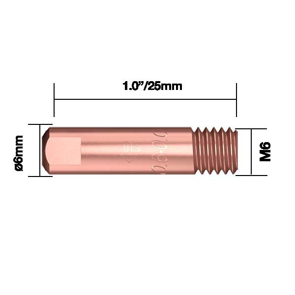 نازل تورچ مدل میگ مگ استوانه ای کد M6*25*1.2 بسته 5 عددی