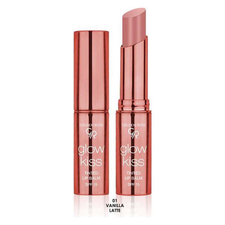 بالم لب تینت گلدن رز مدل TINTED شماره 01 بافت نرم و سبک، حاوی ویتامین E و عصاره، محافظت SPF 15، رطوبترسانی قوی، ماندگاری بالا و نمای نسبتا براق