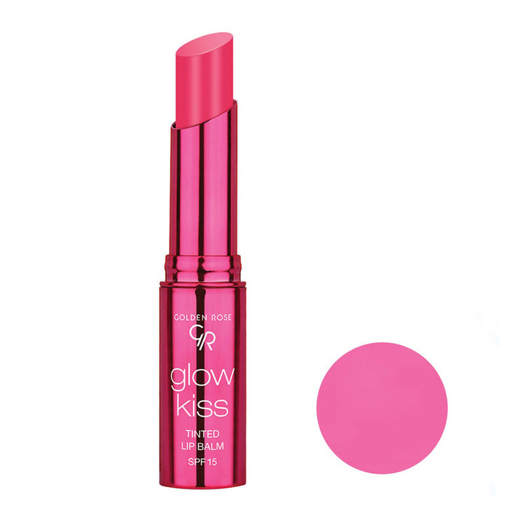 بالم لب ماتیکی گلدن رز مدل TINTED شماره 03 بافت نرم و سبک، محافظت SPF 15، حاوی ویتامین E و هیالورونیک اسید، مرطوبکننده و ضد خشکی، ماندگاری بالا و نمای نهایی براق