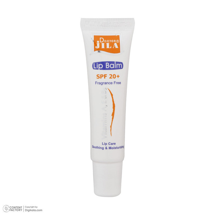 بالم لب نرمکننده و مرطوبکننده دکتر ژیلا مدل w01 با SPF 20، حاوی ویتامین A و E، روغن آووکادو و جوجوبا، محافظت در برابر اشعه UV و بدون الکل، وزن 12 گرم، مناسب رفع ترک لب