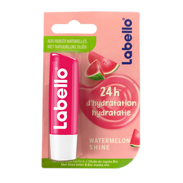 بالم لب نرمکننده لابلو مدل Watermelon Shine با عصاره شیباتر و روغن آفتابگردان، مرطوبکننده و براقکننده لب، مناسب پوست معمولی و خشک، رنگ صورتی ماتیکی مخصوص بانوان