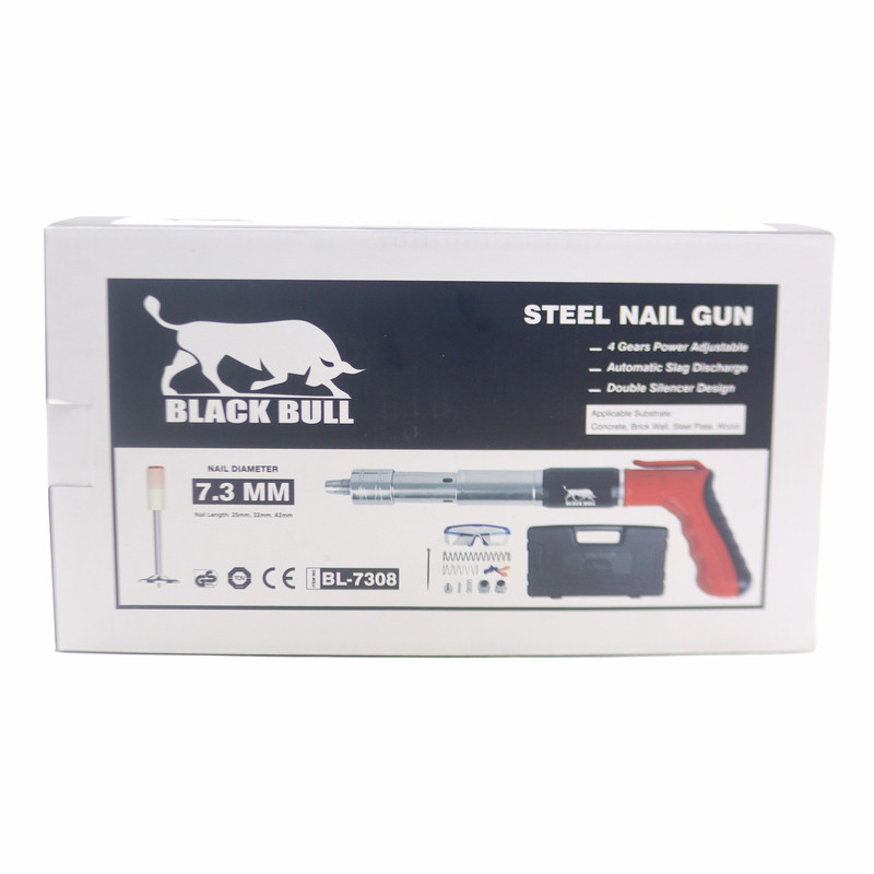 میخ کوب صنعتی بلک بول مدل YP-BL7308-STEEL NAIL GUN سایز 42-25 میلی متر مجموعه 10 عددی