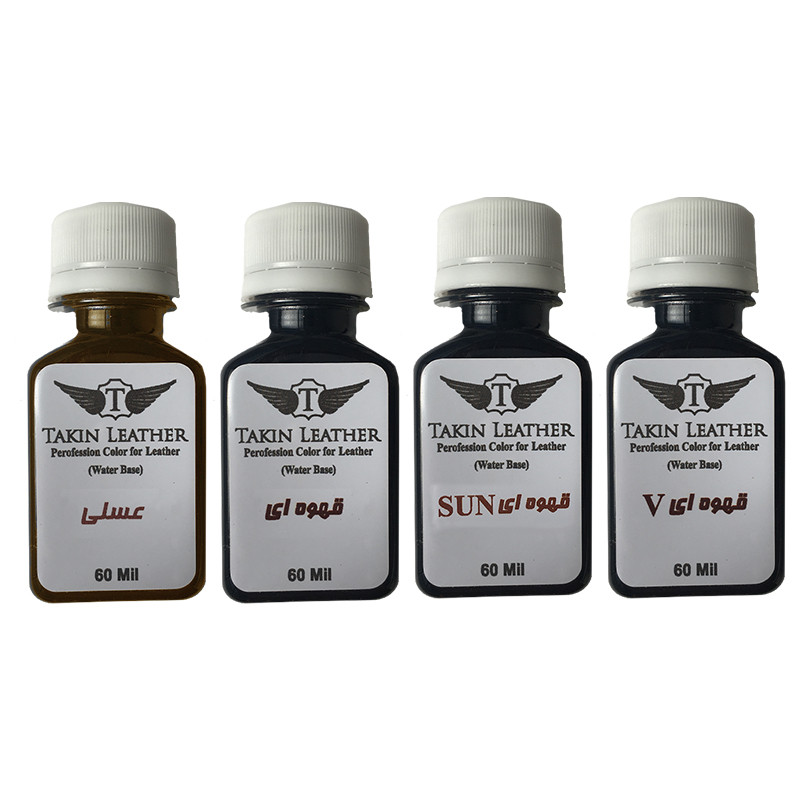 رنگ رویه چرم تکین مدل حکاکی کد 4XbRWN حجم 60 میلی لیتر بسته 4 عددی