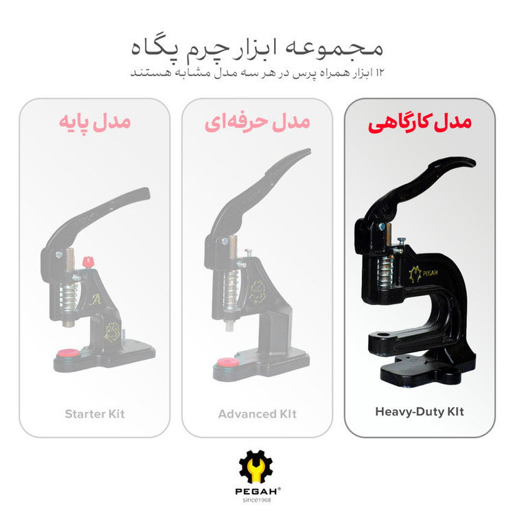انبر پانچ چرم پگاه مدل کارگاهی مجموعه 12 عددی
