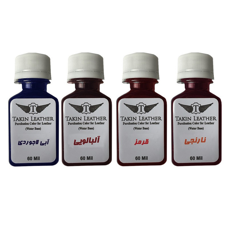 رنگ رویه چرم تکین مدل حکاکی کد 4XColored حجم 60 میلی لیتر بسته 4 عددی