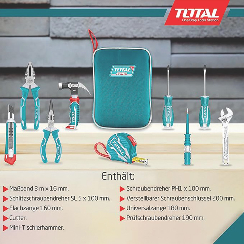 مجموعه 9 عددی ابزار دستی توتال مدل THKTHP90097