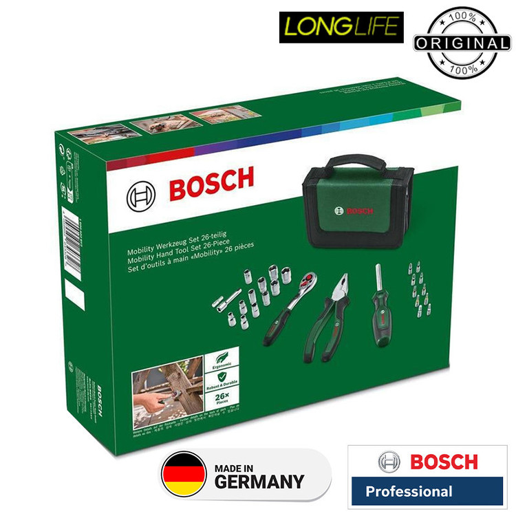 مجموعه 26 عددی ابزار دستی بوش مدل فوق حرفه ای SET 26 BAG 1600A02BY2