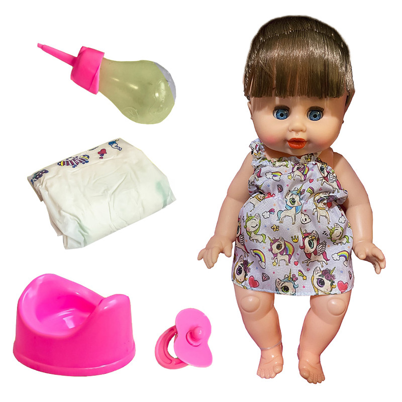 ست هدیه عروسک ارکا مدل بیبی بورن نوزاد طرح موزیکال و چراغدار کد 1299/5 ارتفاع 33 سانتی متر