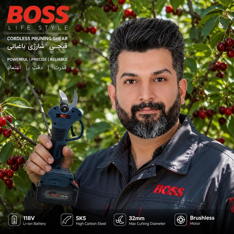 قیچی شارژی باغبانی باس مدل 88VF کد 2 سایز 10 اینچ