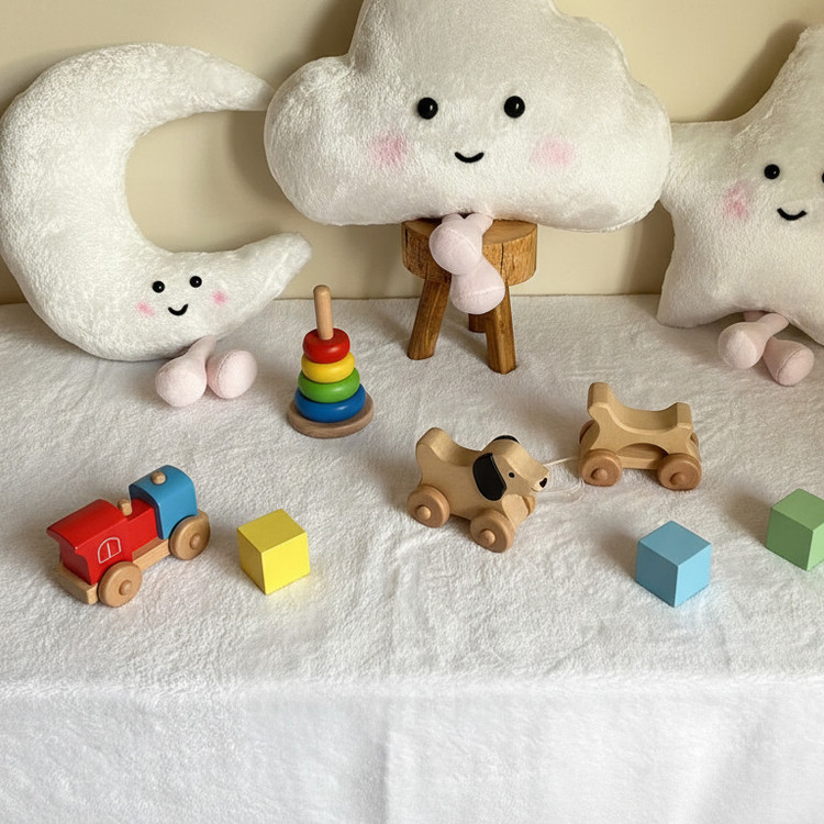 ست هدیه عروسک مدل ابر و ماه و ستاره ارتفاع 30 سانتی متر مجموعه 3 عددی
