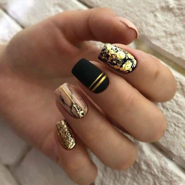 تزئین ناخن مدل ورق طلا مجموعه 2 عددی