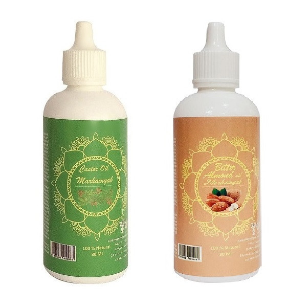 روغن تقویت کننده ناخن مرهم یاب مدل بادام شیرین و کرچک حجم 80 میلی لیتر مجموعه 2 عددی