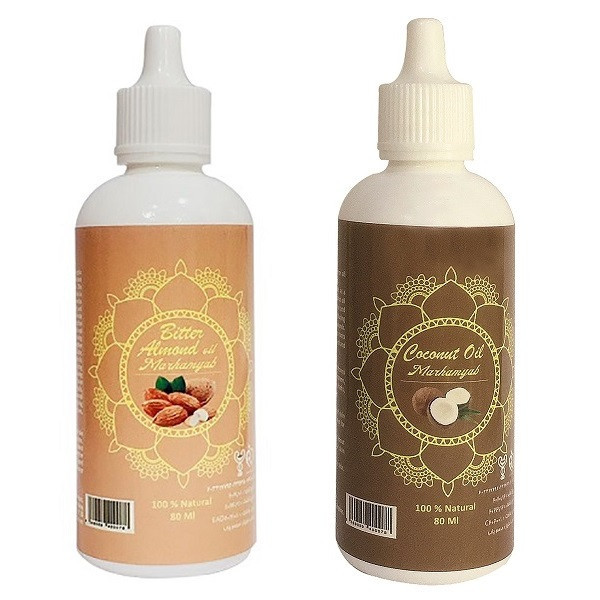 روغن تقویت کننده ناخن مرهم یاب مدل نارگیل و بادام تلخ حجم 80 میلی لیتر مجموعه 2 عددی