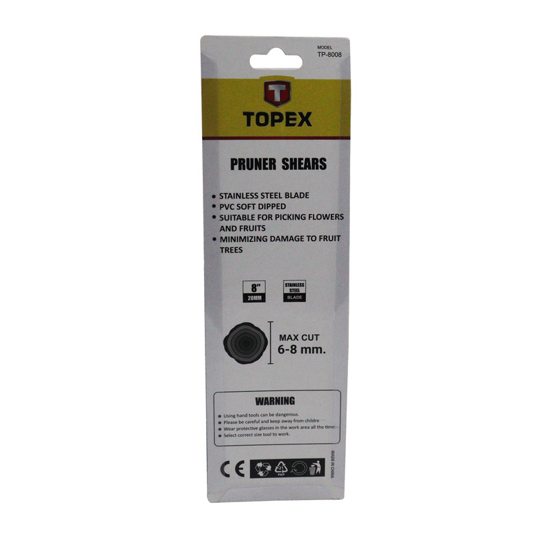 قیچی میوه چینی تاپکس مدل سر صاف کد YP-TP8008-BOLAND-200 سایز 8 اینچ