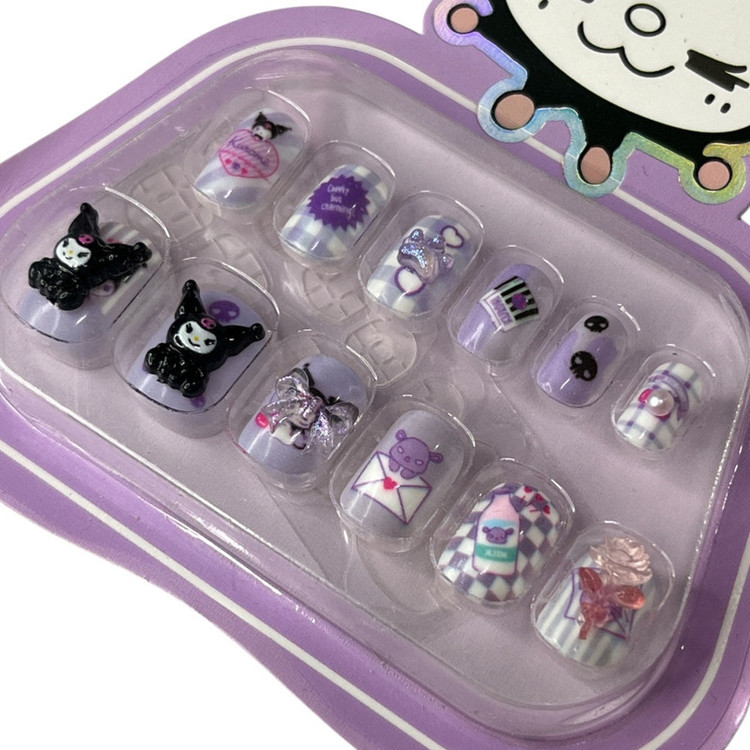 ناخن مصنوعی دست کودک مدل کرومی بسته 12 عددی
