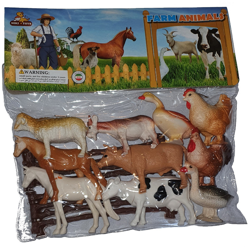 فیگور نیکی تویز طرح حیوانات اهلی مدل FARM ANIMALS بسته 14 عددی
