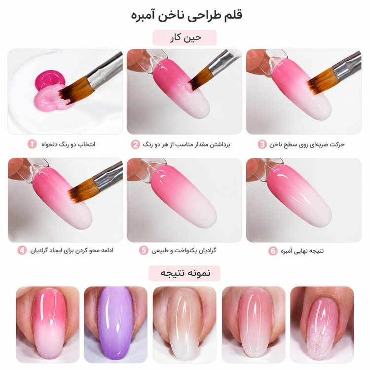 قلم کاشت ناخن لچه مدل آمبره بسته 2 عددی