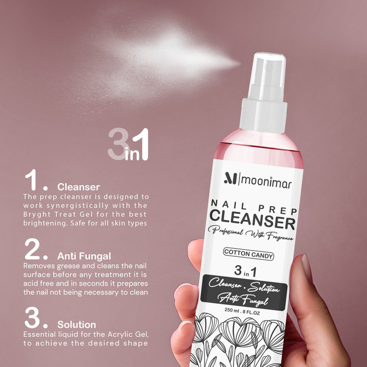 کلینزر کاشت ناخن مونیمار مدل cotton candy حجم 250 میلی لیتر
