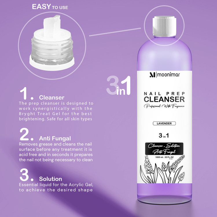 کلینزر کاشت ناخن مونیمار مدل Lavender حجم 1000 میلی لیتر