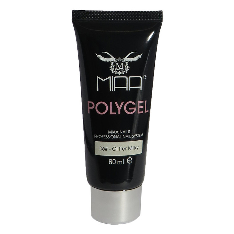 پلی ژل کاشت ناخن میا مدل Glitter milky 06 حجم 60 میلی لیتر