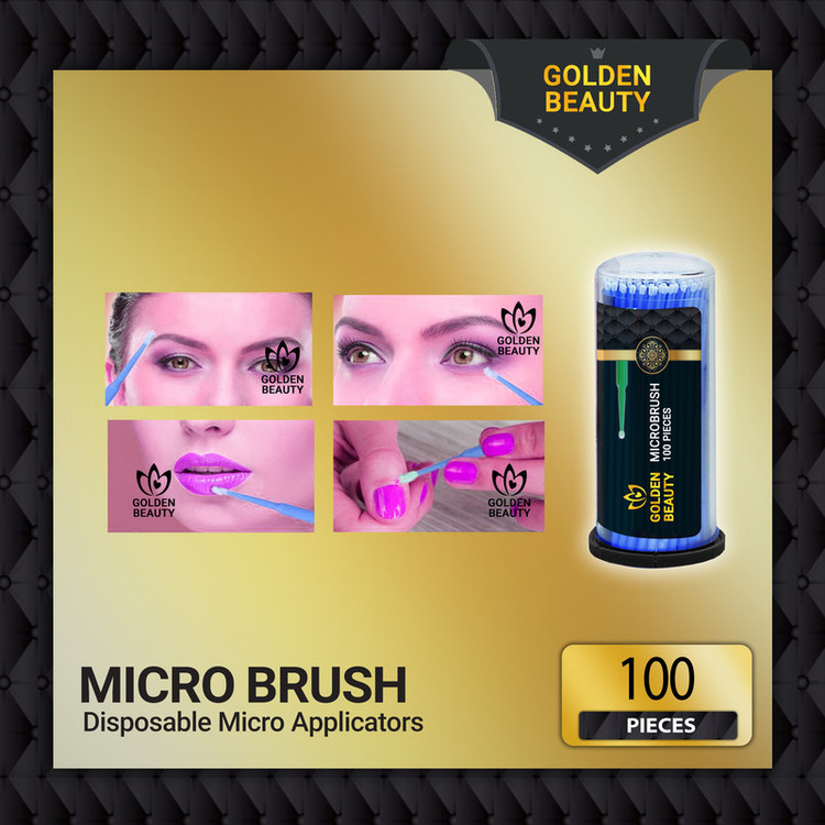 قلم میکروبراش ناخن و مژه گلدن بیوتی مدل M1 بسته 100 عددی