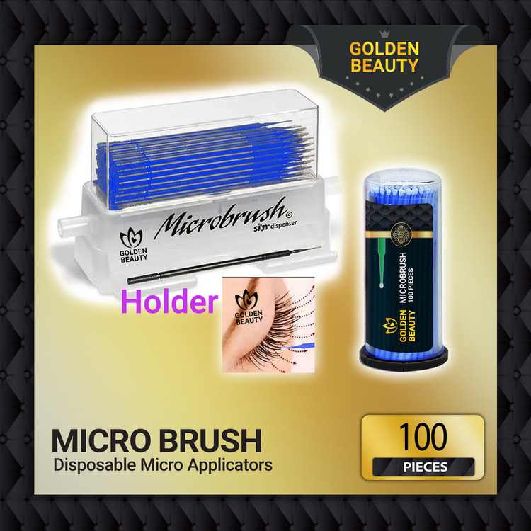 قلم میکروبراش ناخن و مژه گلدن بیوتی مدل M1 بسته 100 عددی