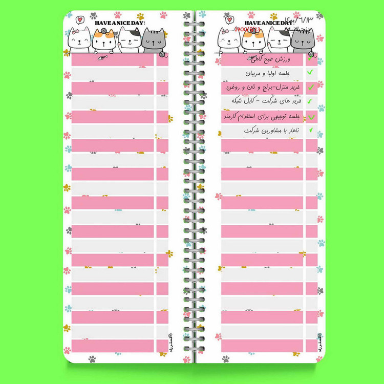 دفترچه یادداشت مستر راد مدل to do list طرح گربه فانتزی کد cat kawaii 1545
