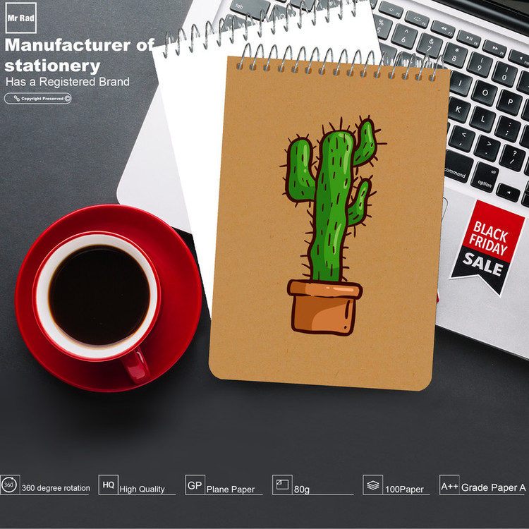 دفترچه یادداشت 100 برگ مستر راد طرح کاکتوس کد cactus 1705