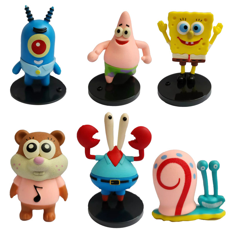 فیگور مدل باب اسفنجی و دوستان کد SB01 مجموعه 6 عددی ارتفاع 9.5 سانتی‌متر