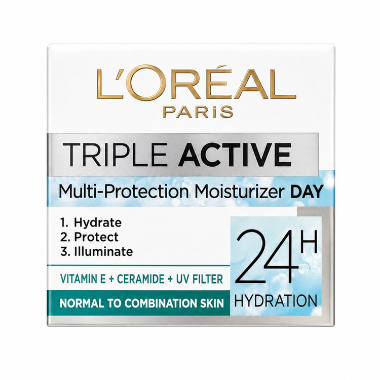کرم ضد چروک لورآل مدل Triple Active Normal مناسب برای پوست مختلط حجم 50 میلی لیتر