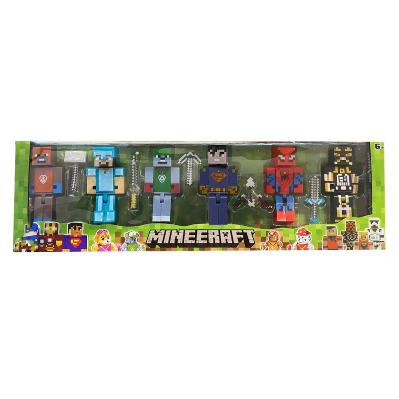 فیگور مدل ماینکرافت طرح قهرمانان کد 280674 مجموعه 6 عددی ارتفاع 12 سانتی متر