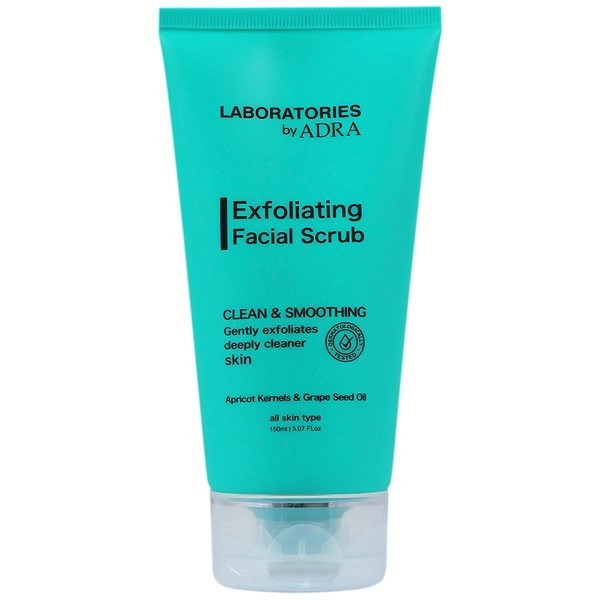 اسکراب لایه بردار صورت لابراتوریز آدرا مدل Exfoliating مناسب برای انواع پوست حجم 150 میلیلیتر