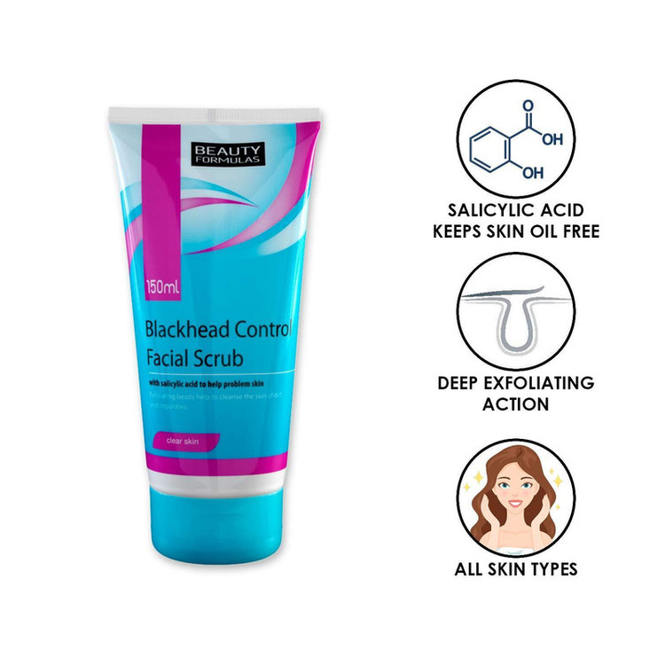 اسکراب لایه بردار بیوتی فرمولاز مدل Blackhead Control حجم 150 میلی لیتر