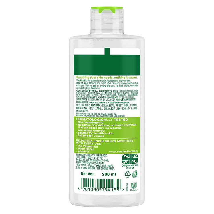 تونر سیمپل مدل Vitamin B5 Witch Hazel حجم 200 میلی لیتر